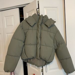 Olive green Zara puffer coat